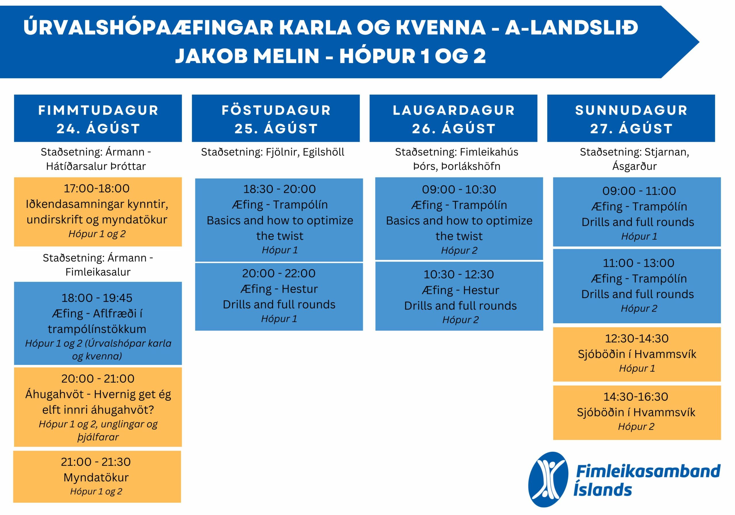 Úrvalshópar KK og KVK - Dagskrá Jacob Melin (2)